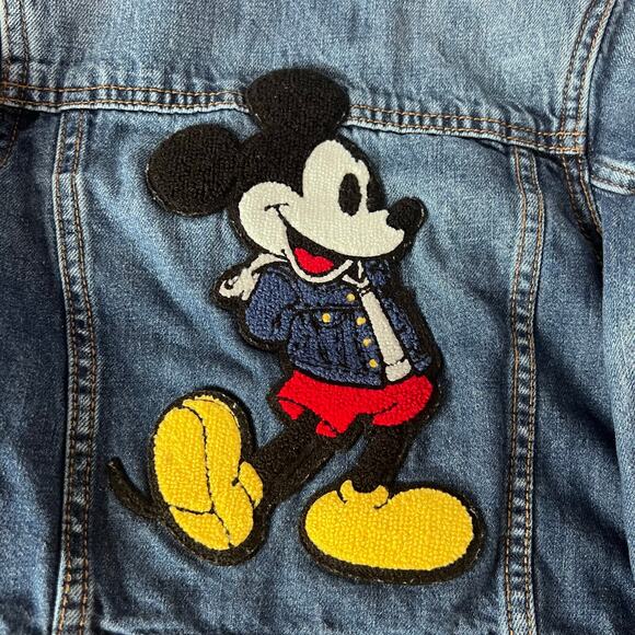 Baby Gap Disney Blue Denim Jean Jacket Mickey Mouse Icon Patch 2T - Picture 4 of 6